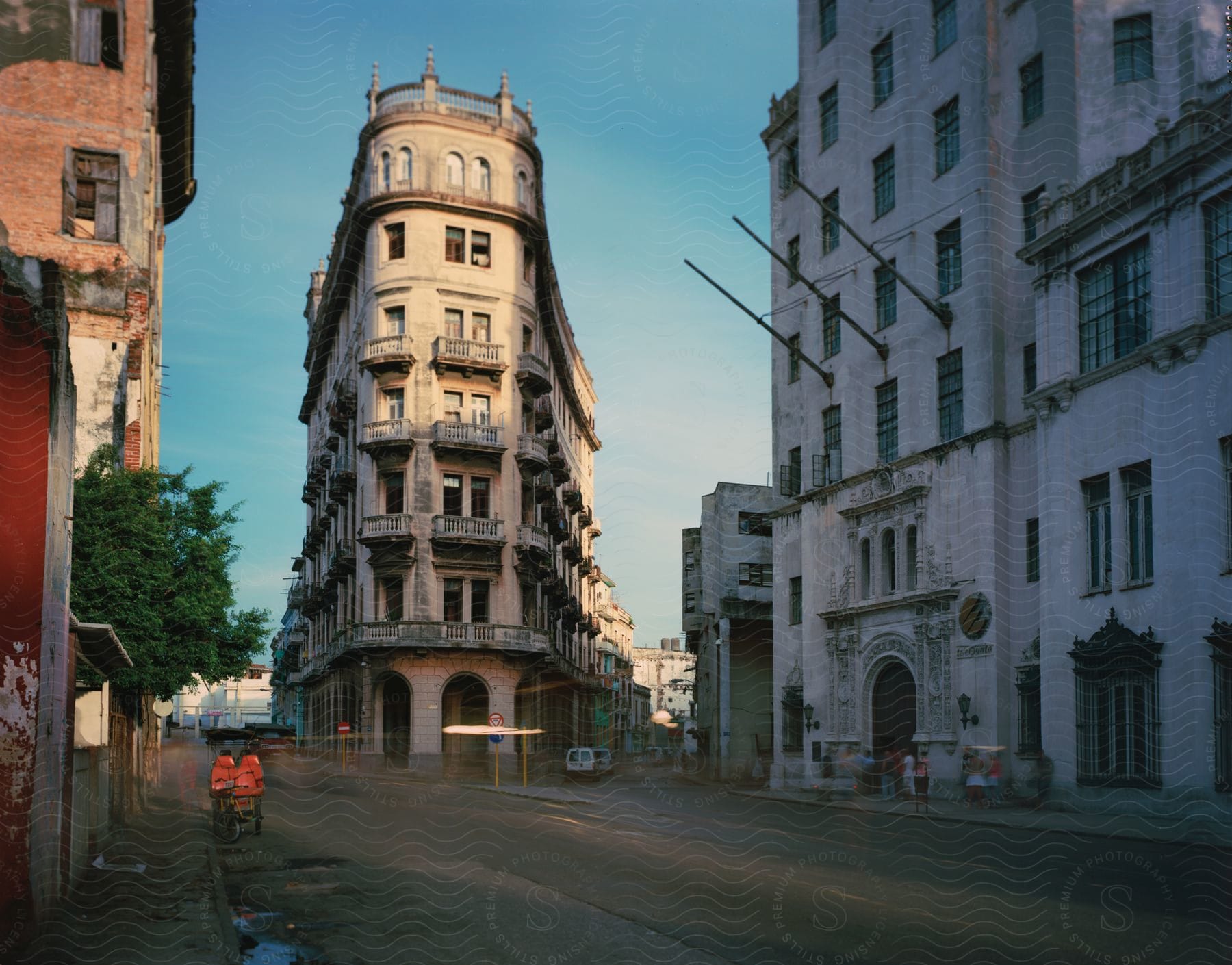 Urban city with old buildings on a dead street