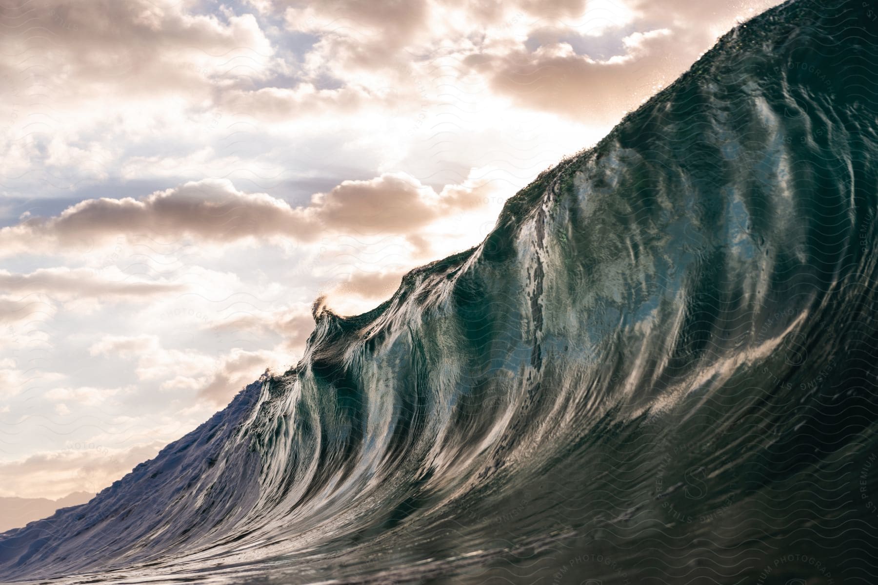 Close Up Of Ocean Waves During Sunset