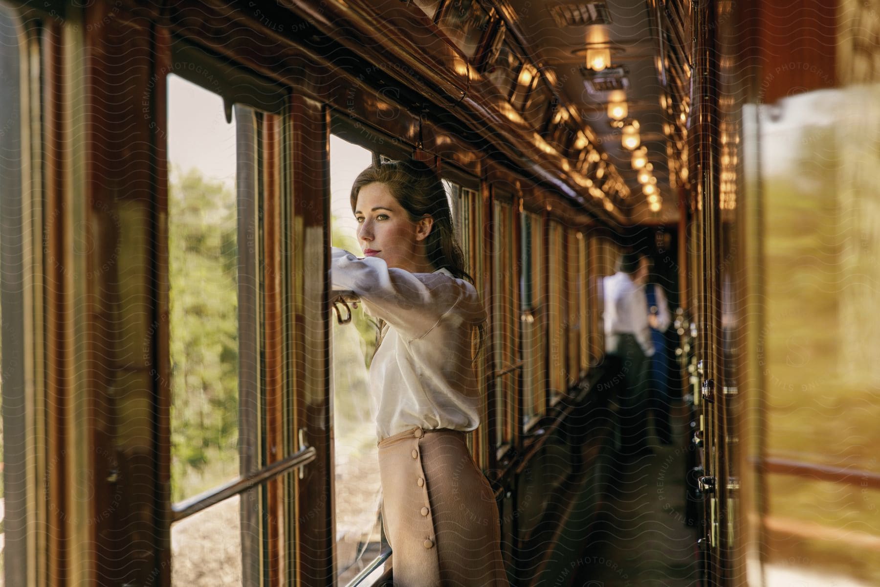 A woman looking out of a window