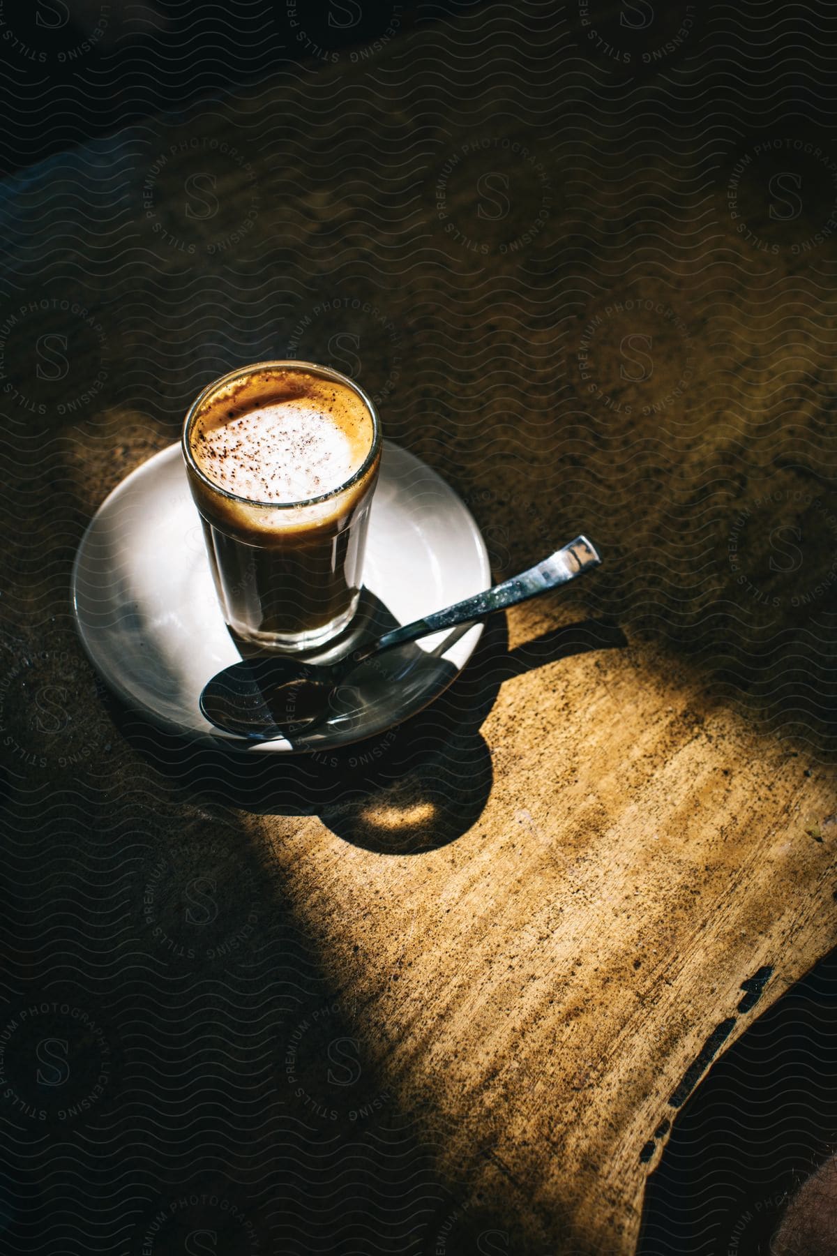 A drink sitting on a saucer