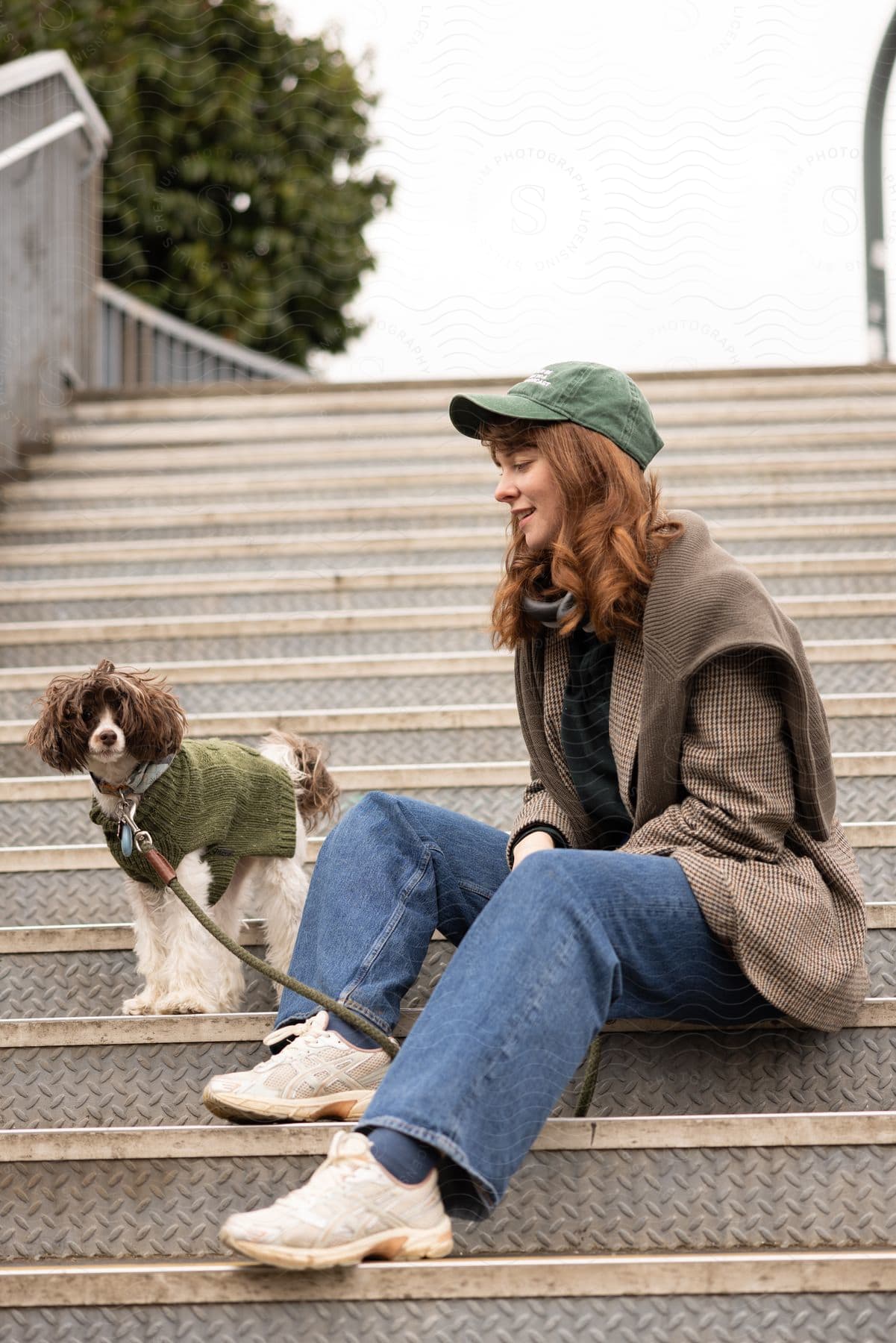 A woman smiling at her dog