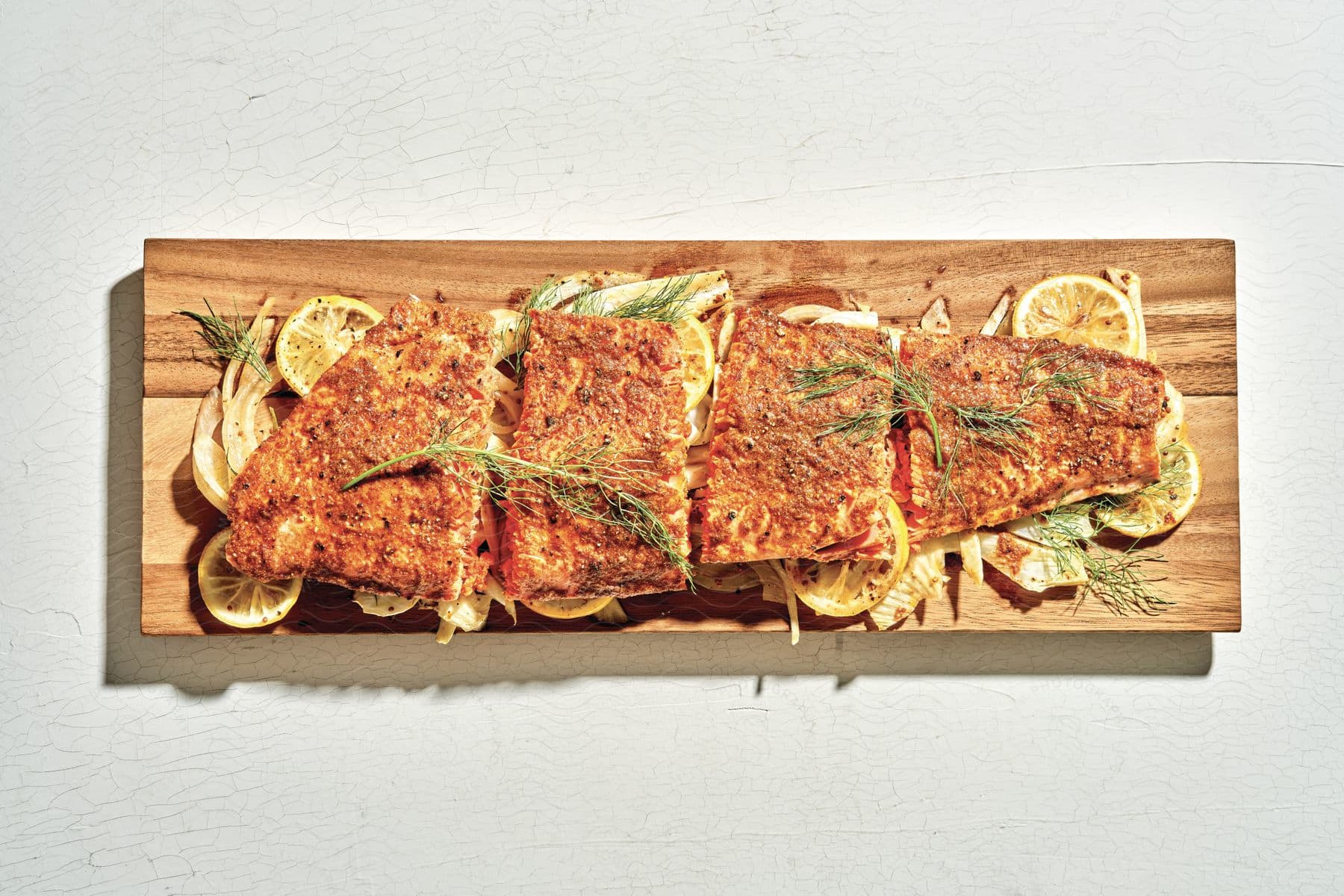 Food presented on a table is photographed