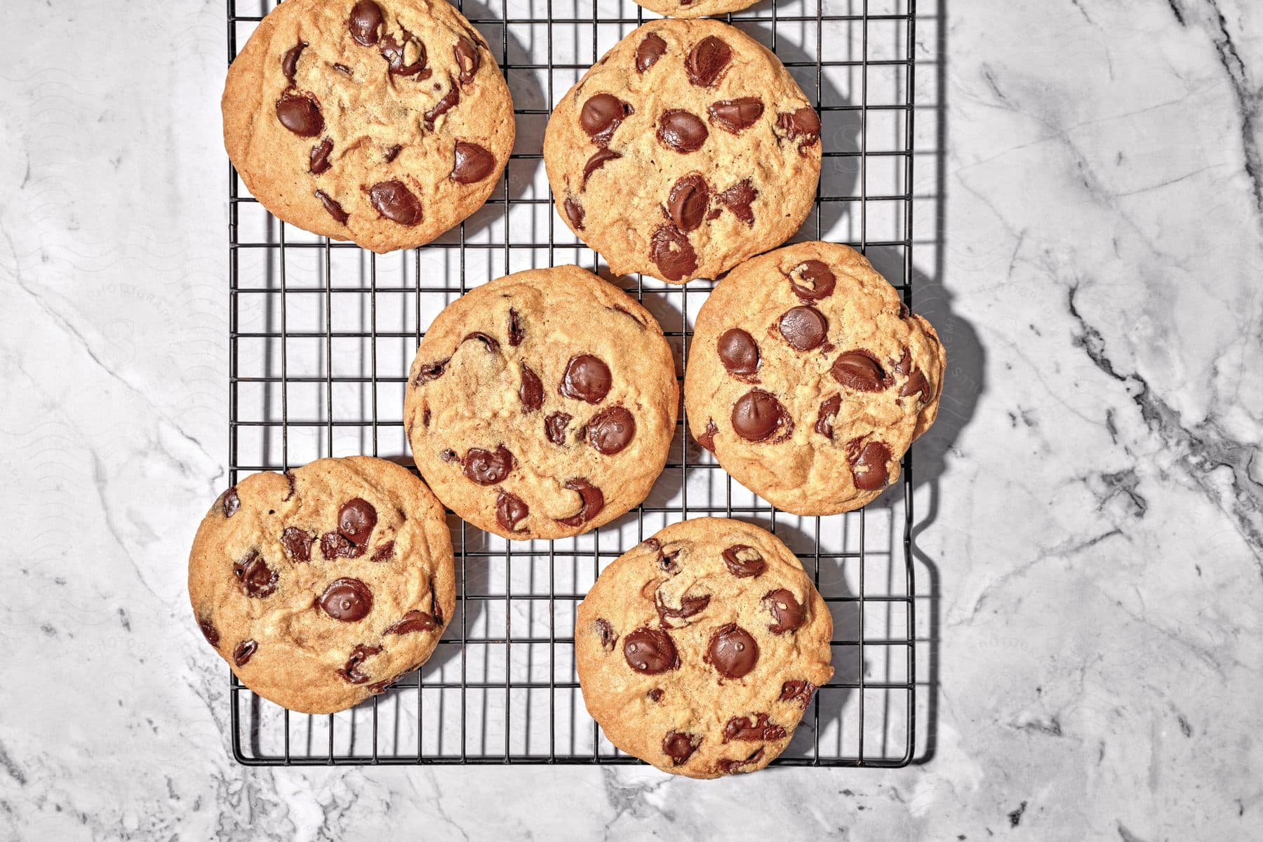 Chocolate drop cookies on a cooling rack