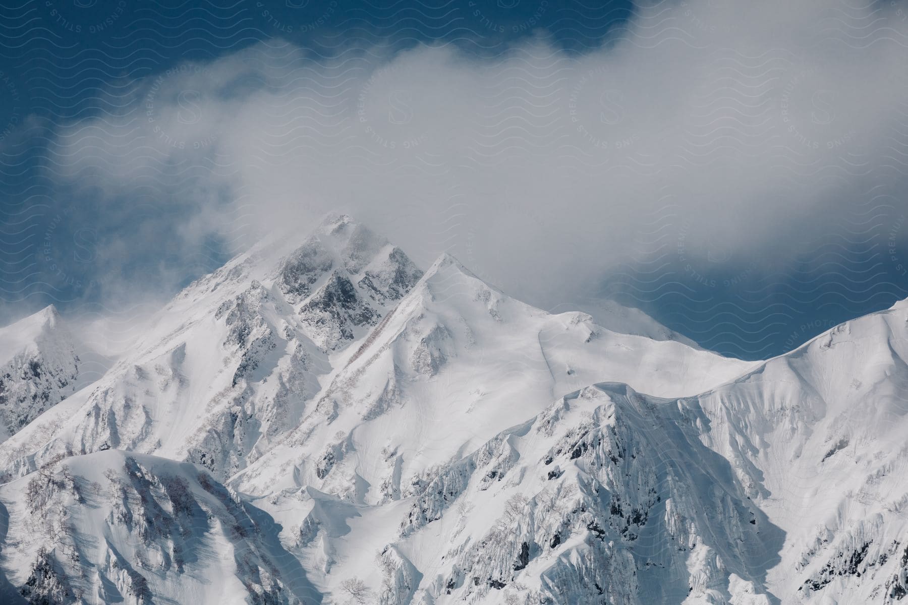 Snowcovered mountains in a winter landscape