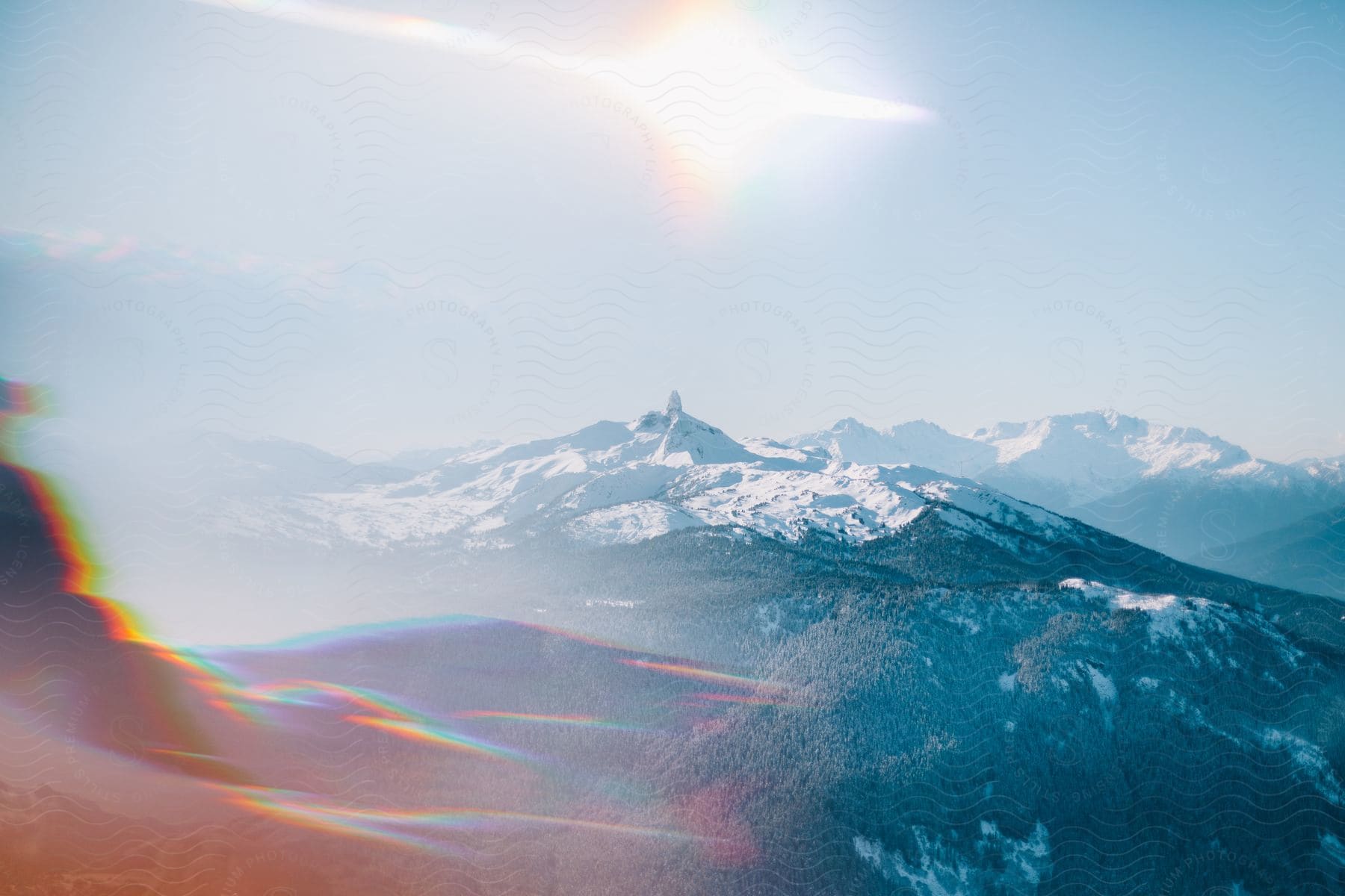 A scenic landscape of a mountain range in british columbia with a cloudy sky