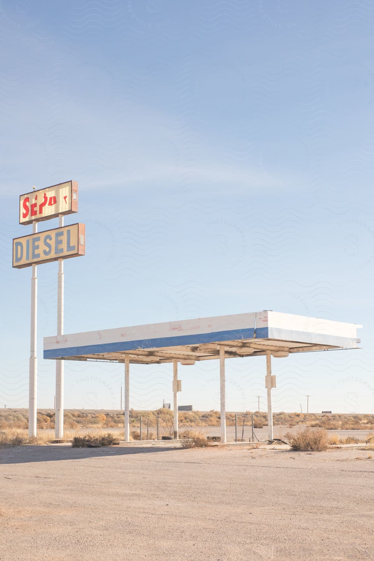 Exterior of an abandoned gas station