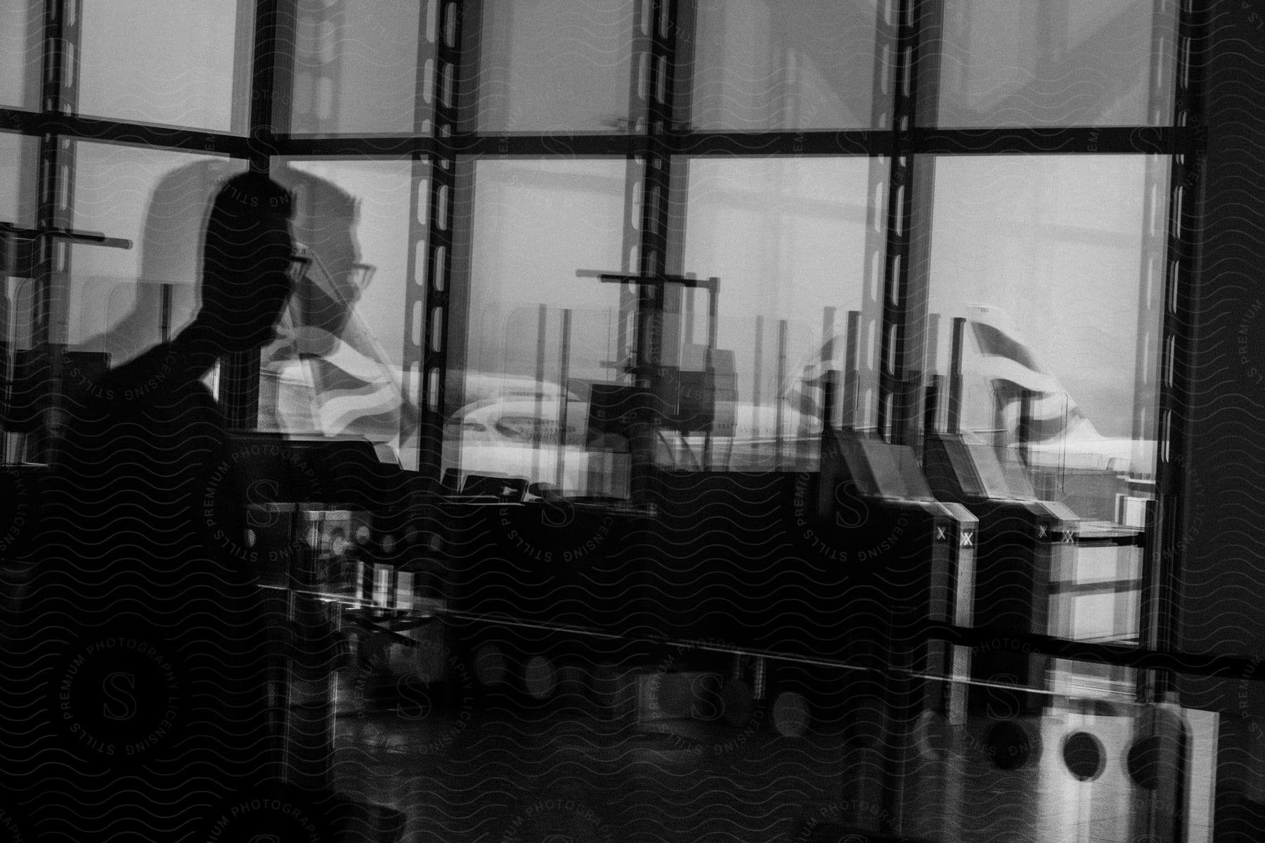 A man seated in a blurry office