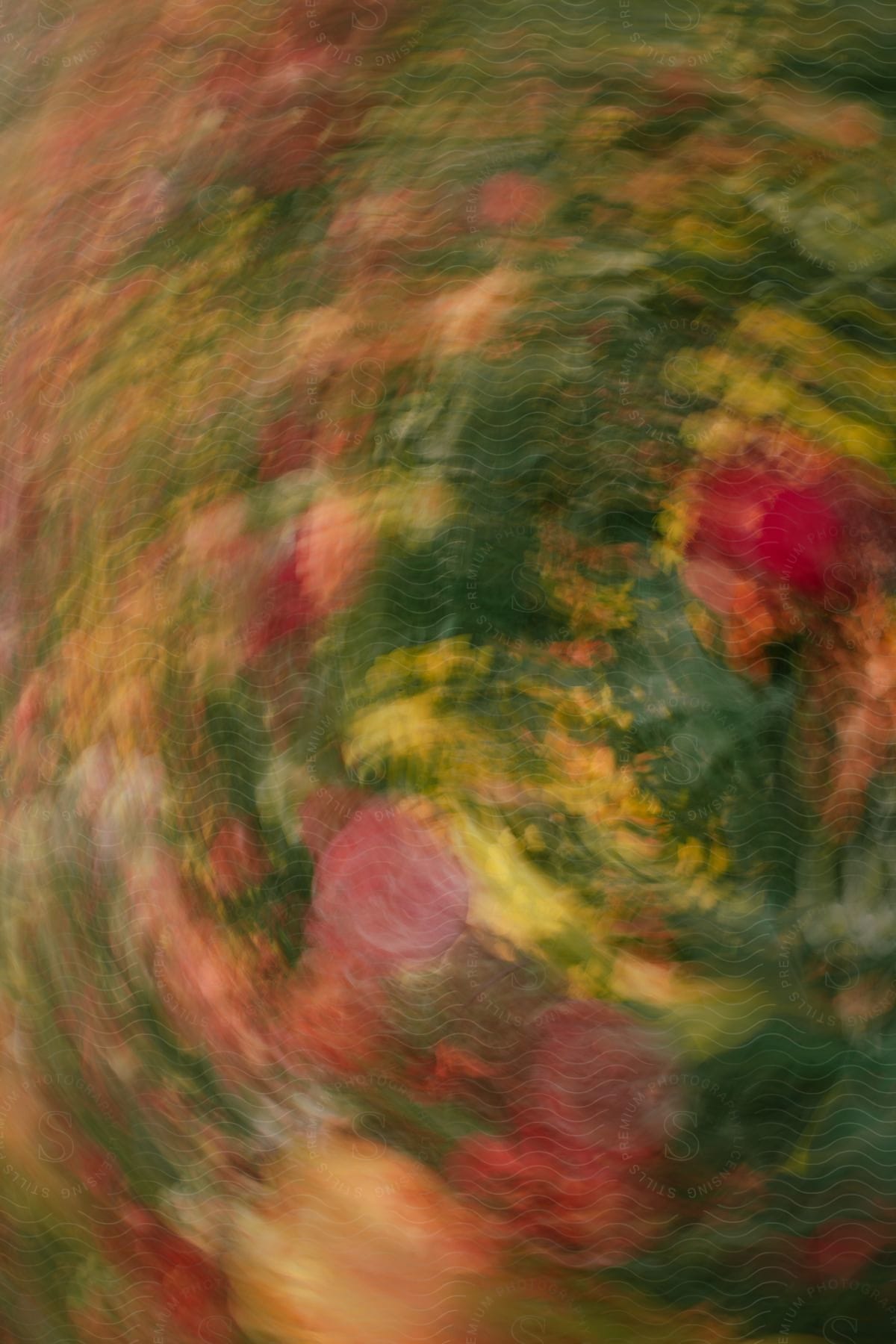 Pink and yellow flowers growing in a field