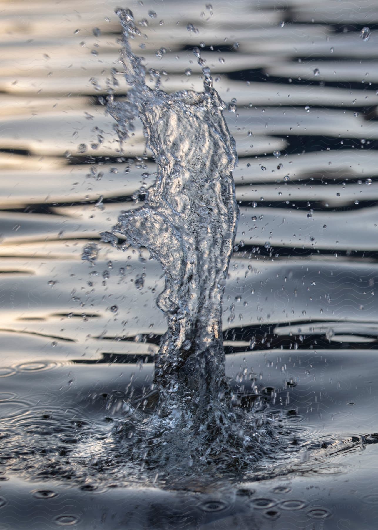 Water rippling and splashing after an object was dropped into it