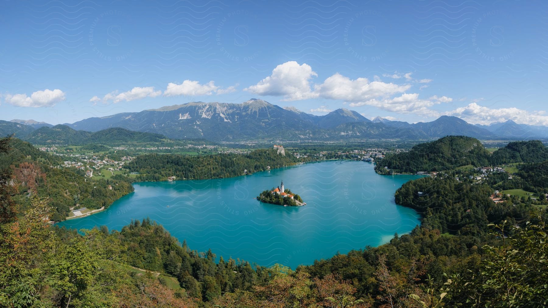 Aerial view of Lake Bled.