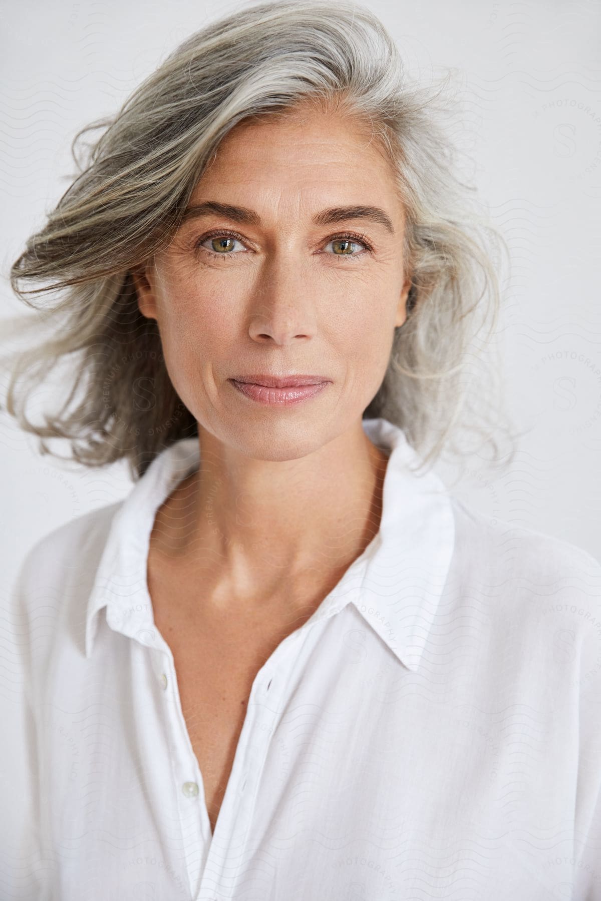 White hair woman portrait.