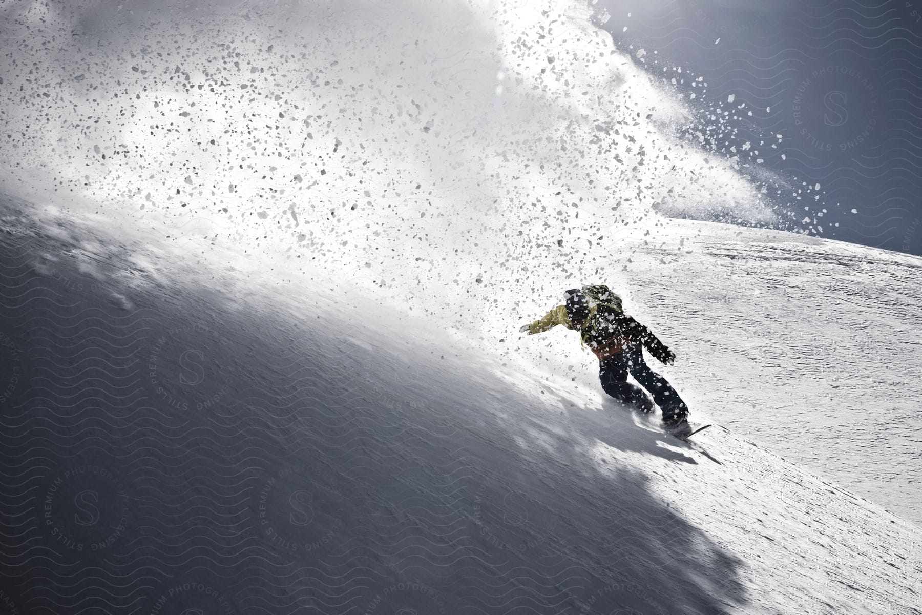 Person practicing snowboard.