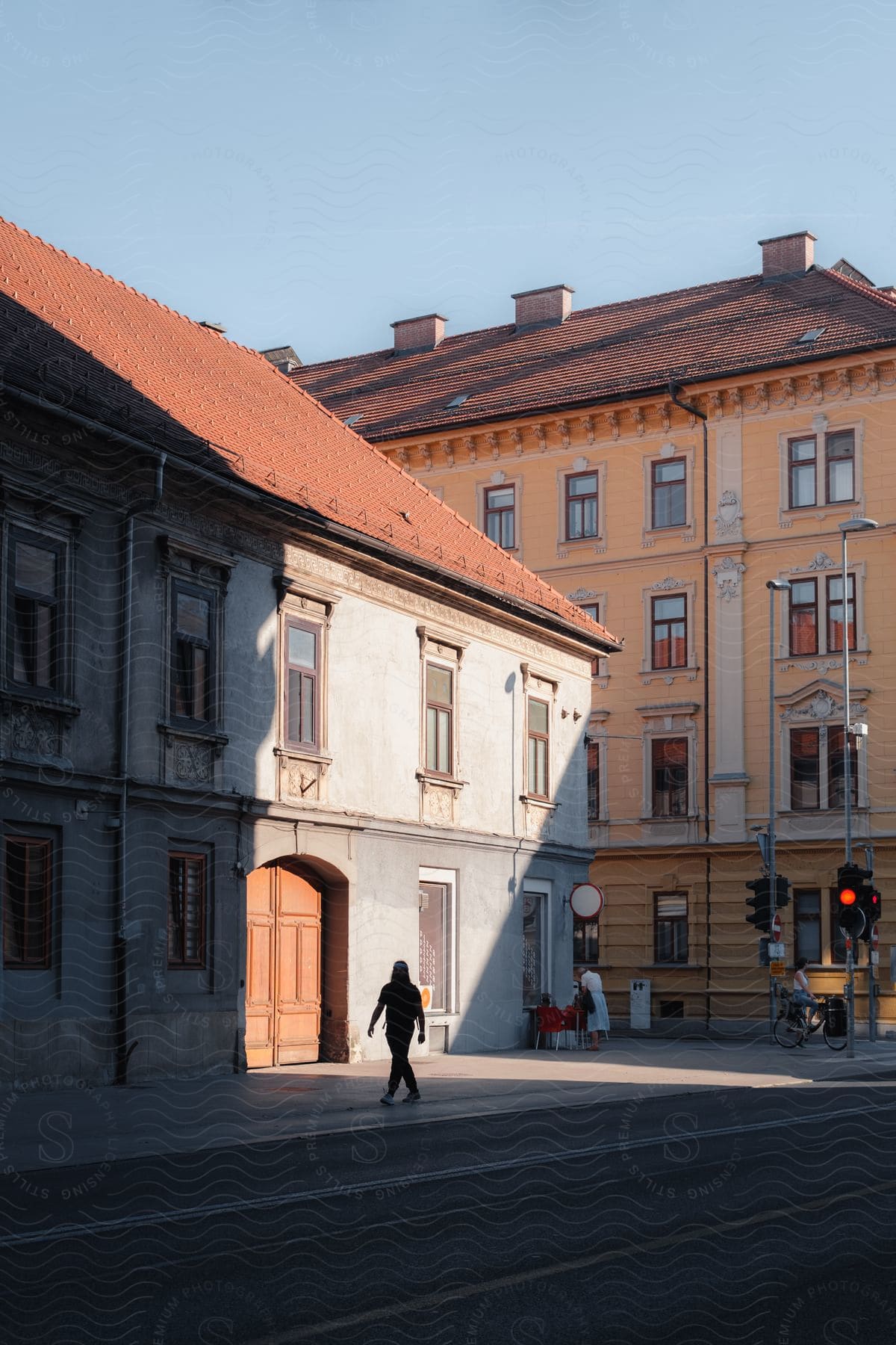 People walking around on the streets in a city