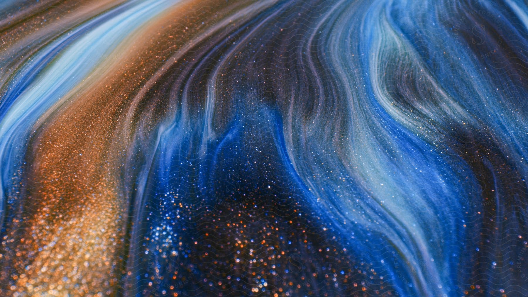 Blue And Gold Abstract Glitter Ripples