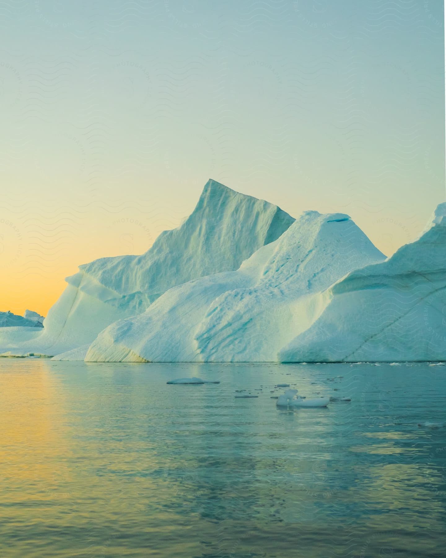 Melting ice caps at dusk.