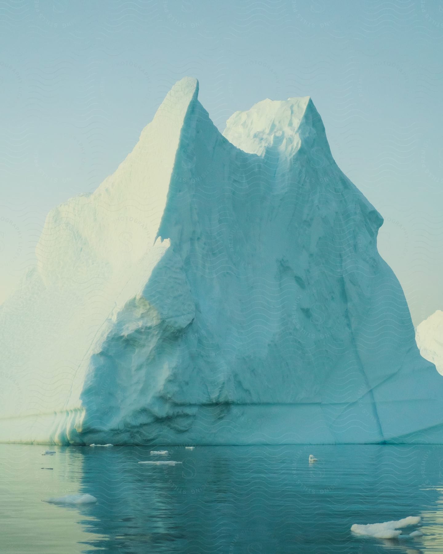 Ice berg floats on water