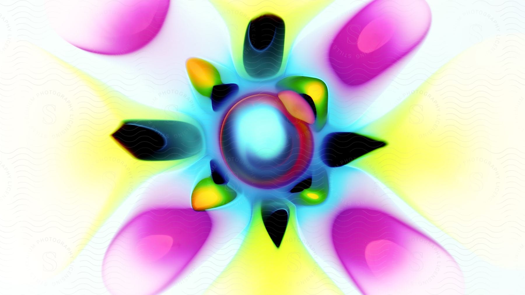 A colorful kaleidoscope pattern similar to a flower.