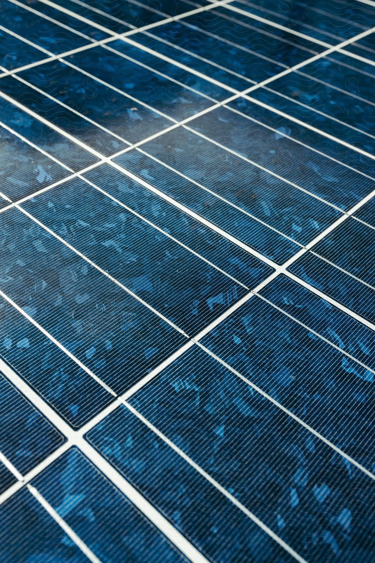 Close up of the surface of solar panels.