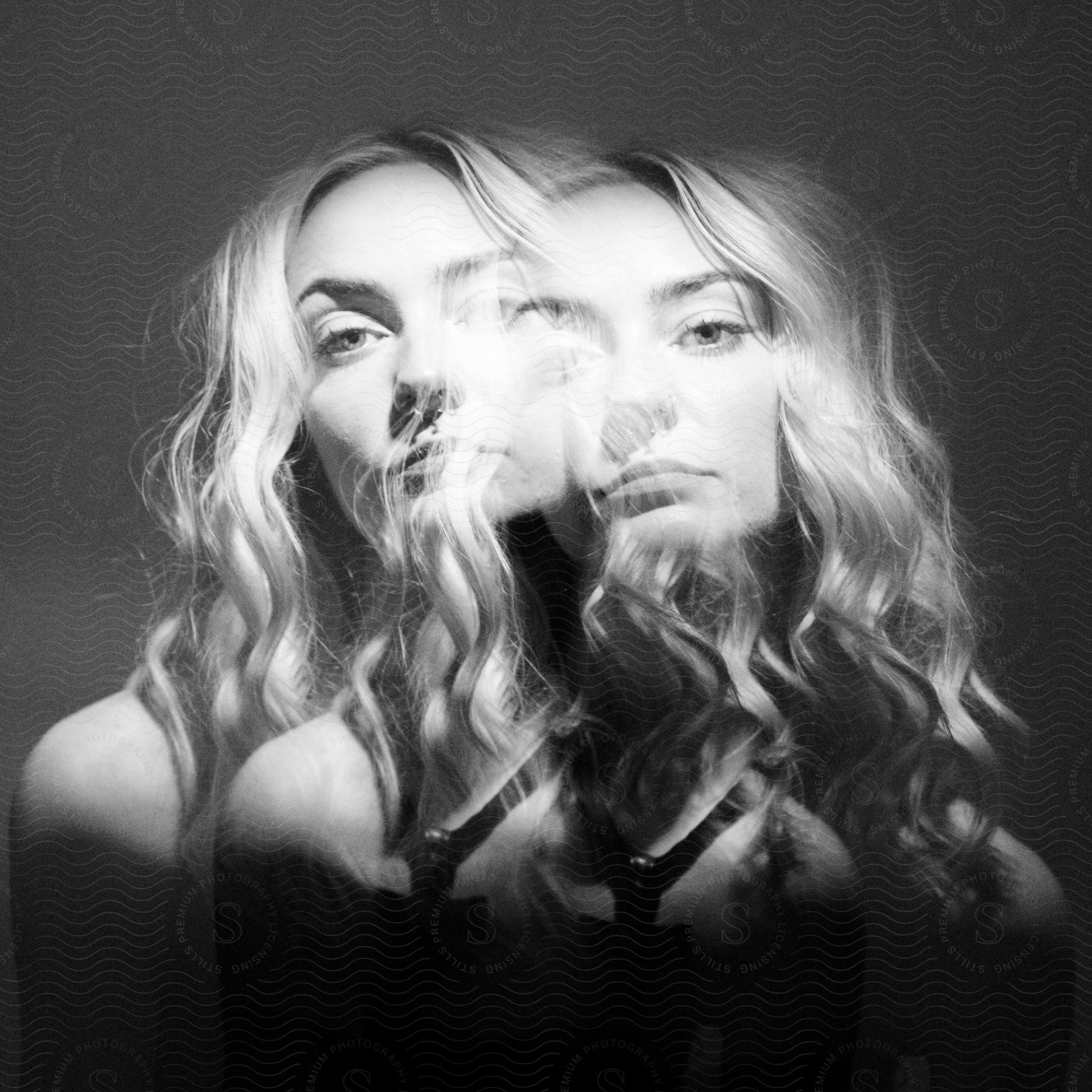 Multiple exposure portrait of a blonde woman.