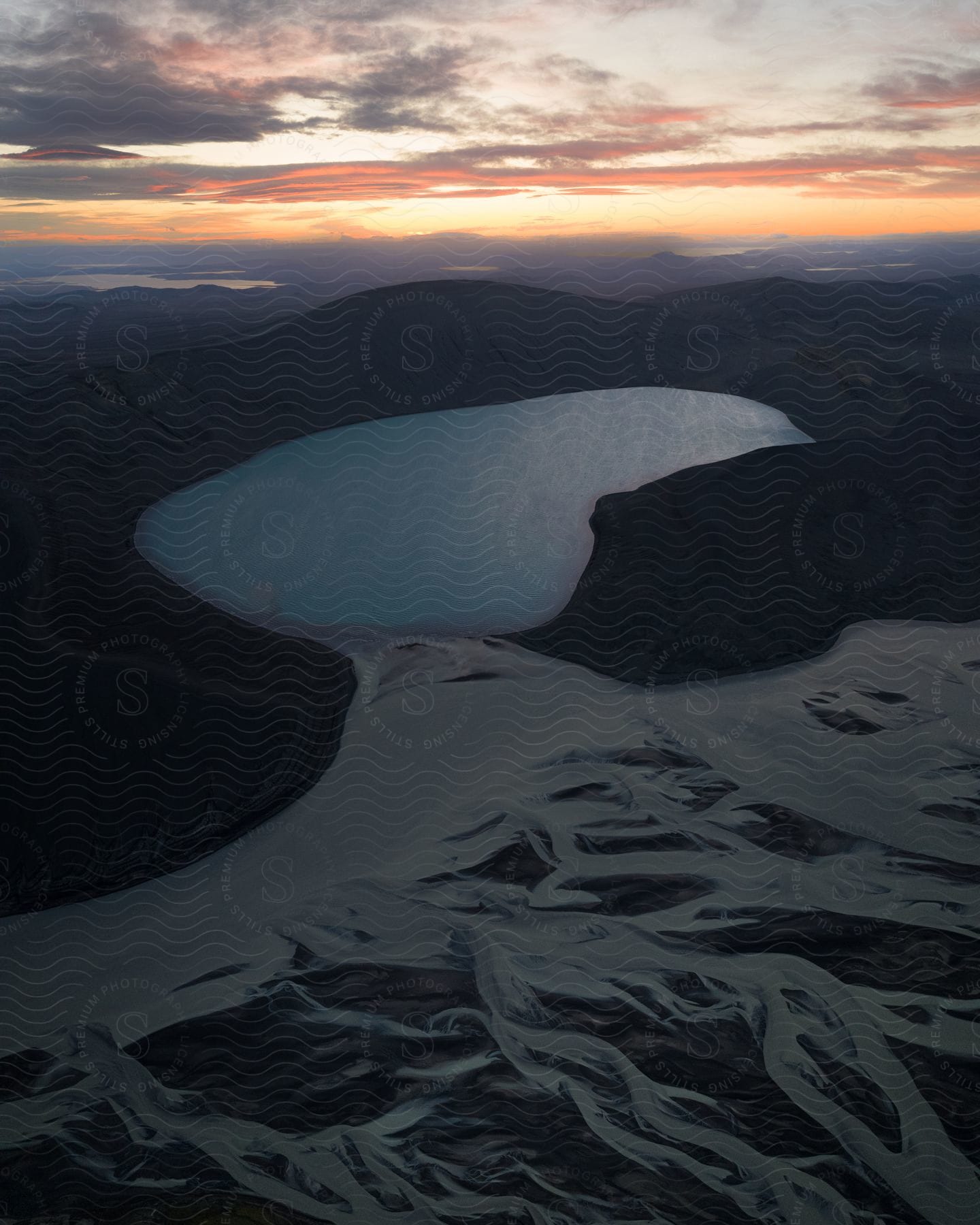 Aerial view of Skyggnisvatn lake in iceland