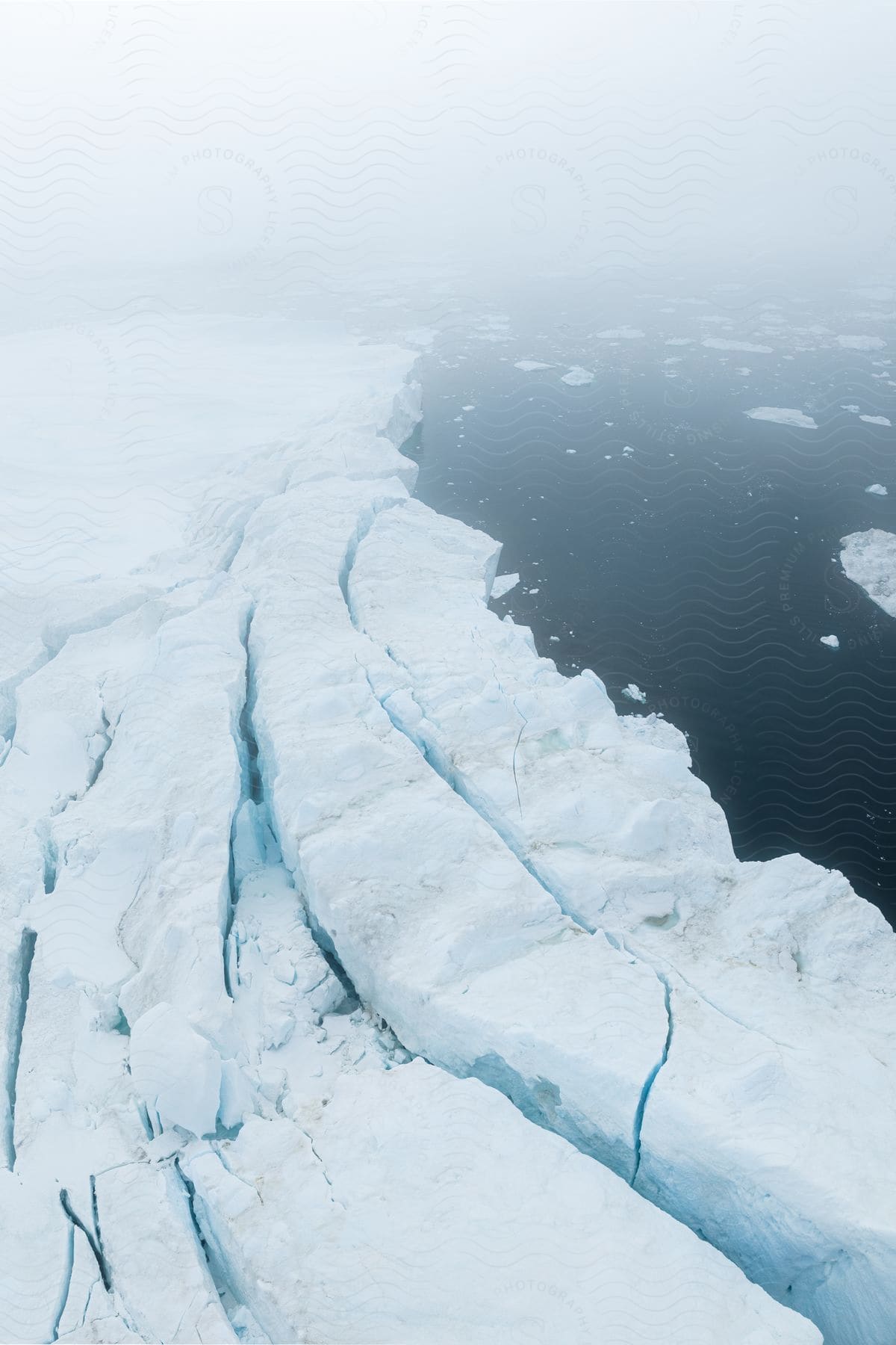 Arctic ice crevice and water