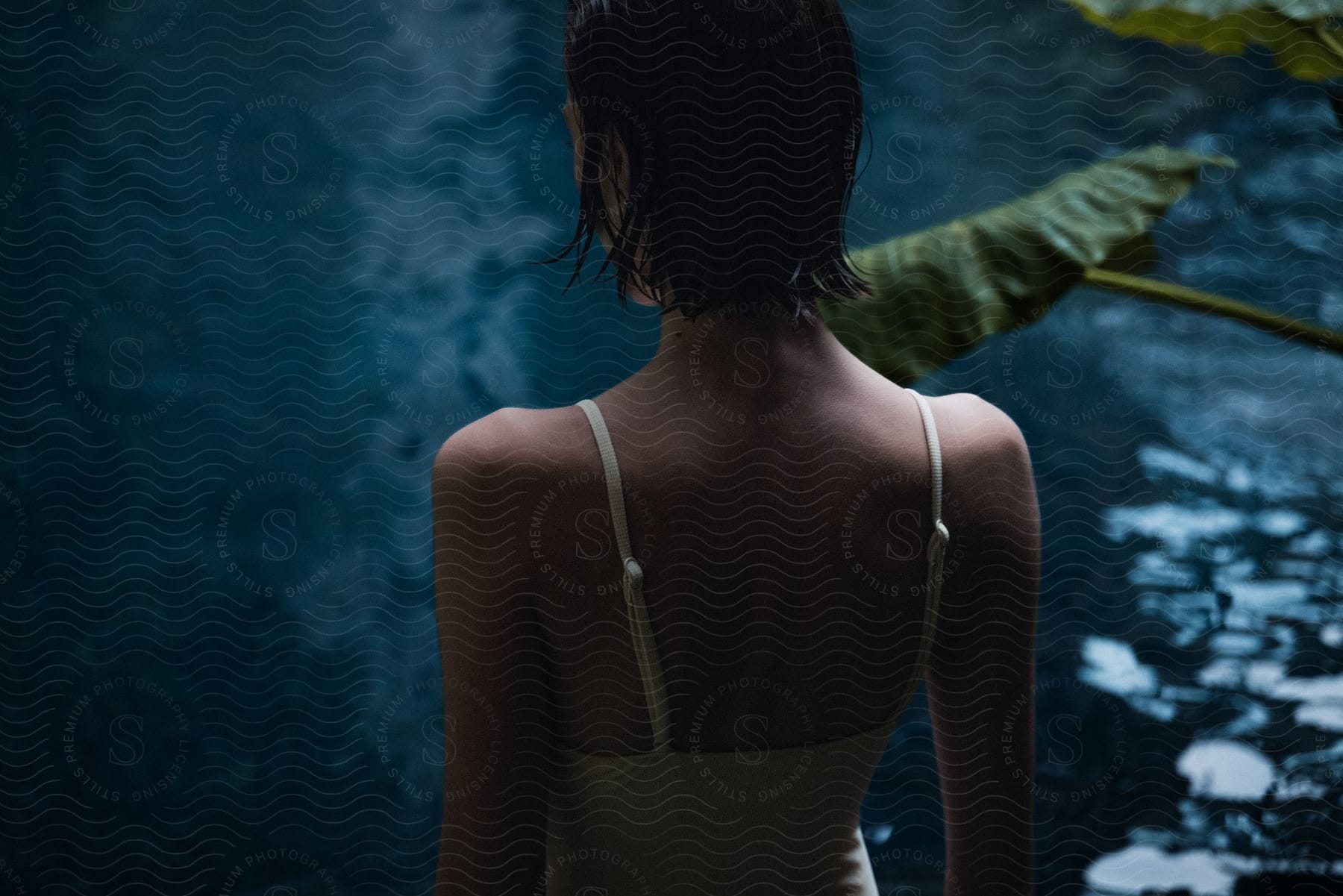 a woman stands over the ocean