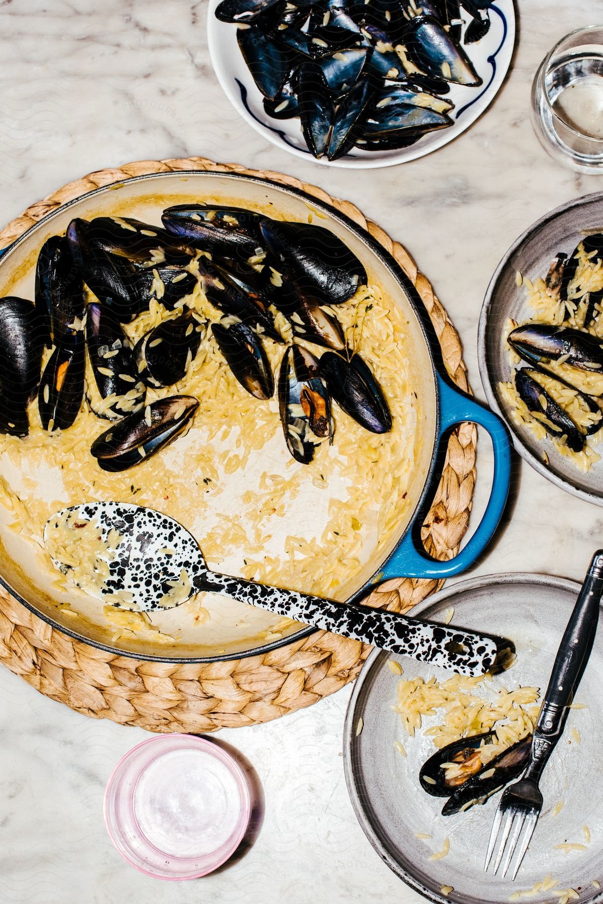 Stanbuli Mussels and rice on display