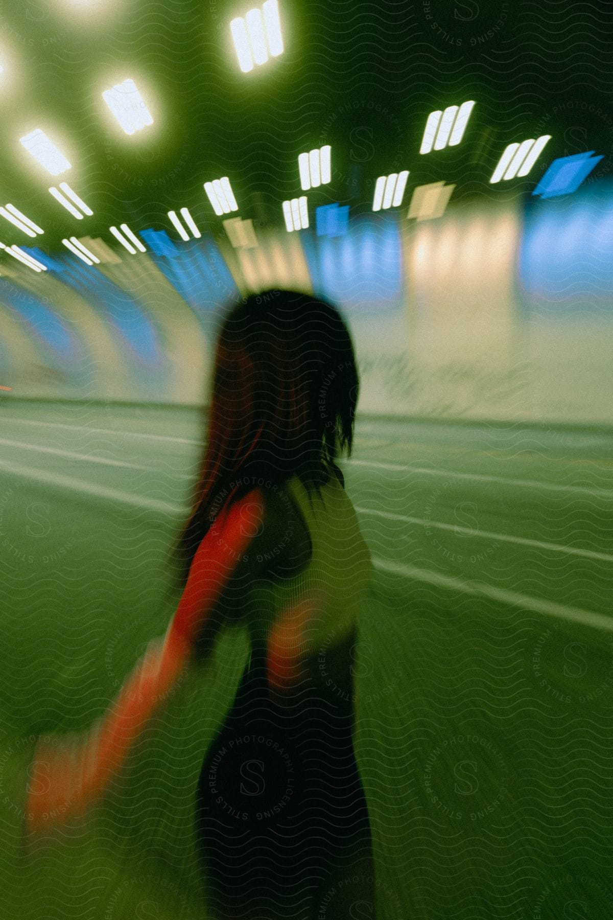 Woman Wearing A White Top On An Overpass At Night