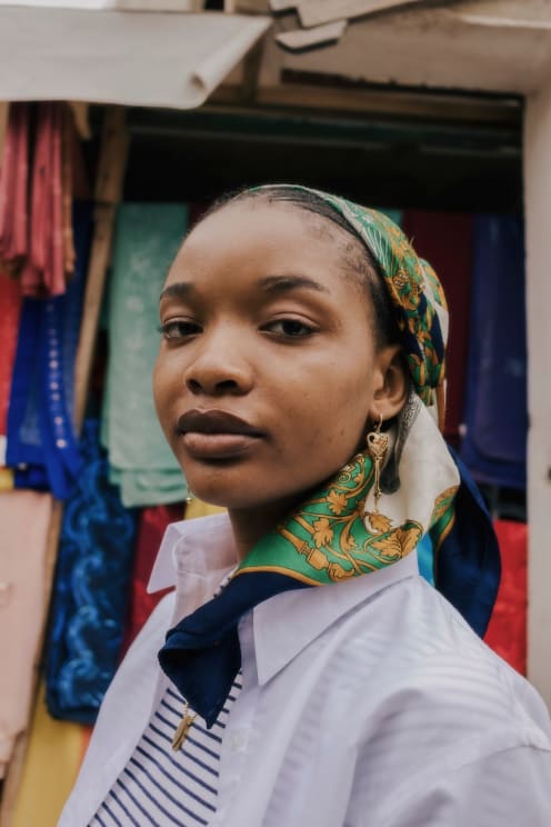 Portrait Of A Woman With A Scarf On Her Head