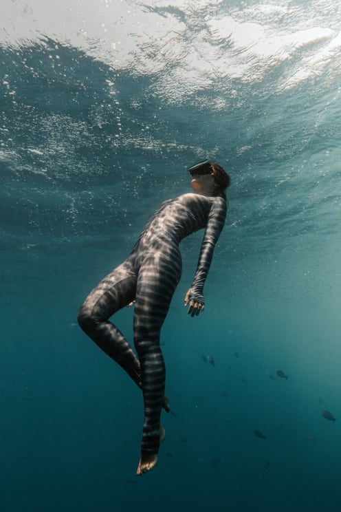 A Clip Of A Female Diver Underwater