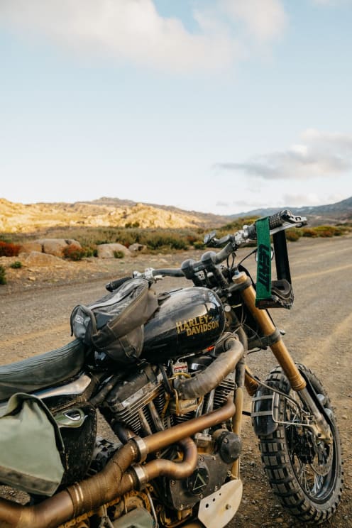 A Motorcycle On A Desert Road