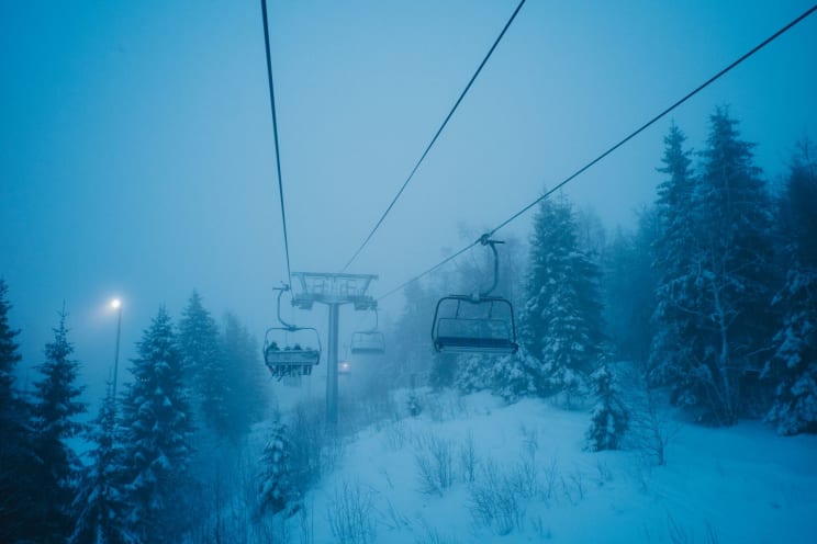 A Ski Lift Outdoors During The Winter