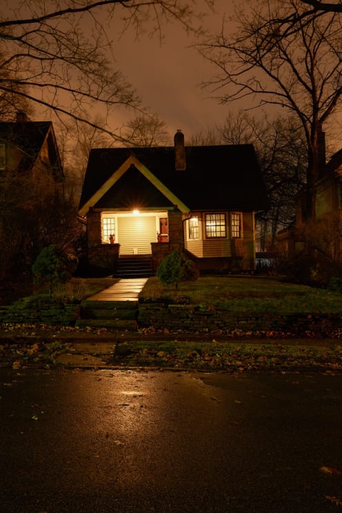 The Exterior Of A House At Night
