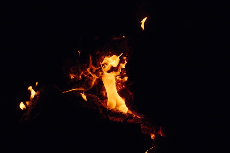 Closeup Of A Bonfire At Night