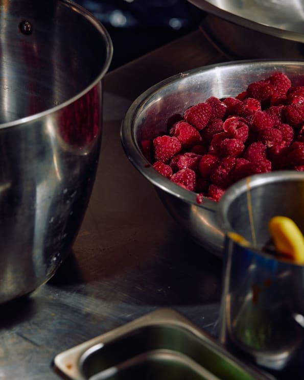 Berries On A Metal Bowl In A Kitchen