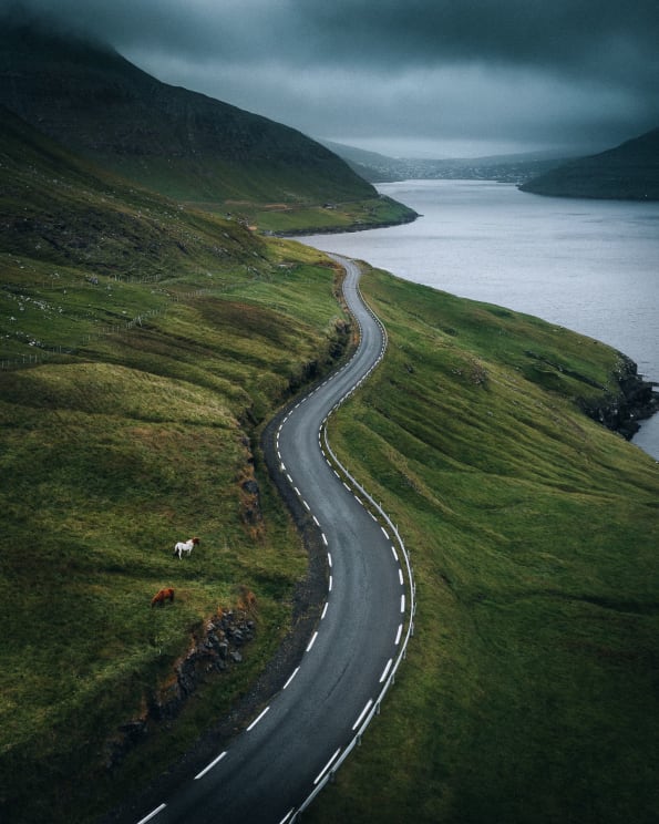 No People Outdoors Mountain Natural Landscape Highland Road Aerial View Slope Terrain Asphalt Mountainous Landforms Road Surface Grass