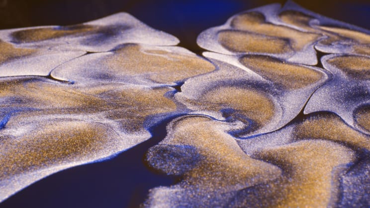 Swirls Of Blue, Purple And Gold Sparkling Paint