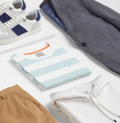 Selection of 4 men's clothing items and trainers