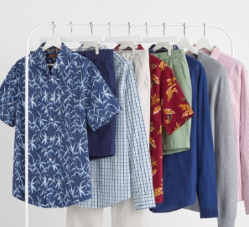 Rail full of men’s clothing