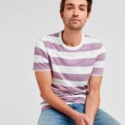 Purple and white stripe t-shirt with jeans