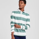 Green and white striped rugby shirt