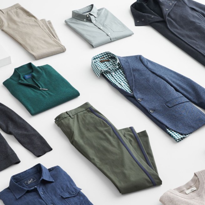 Stitch Fix men’s clothes including pants, shirts, jackets, sweaters and blazers.