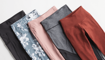 Plus size workout leggings in a variety of colors and prints.