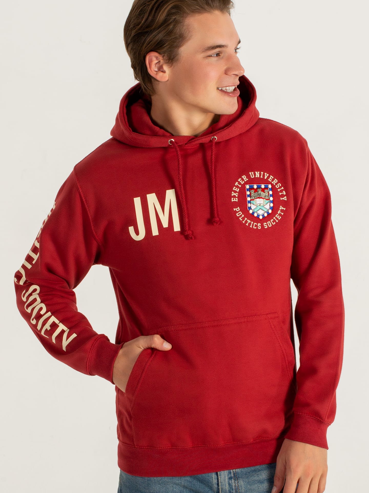 University society hoodies custom printed embroidered uni logo text design