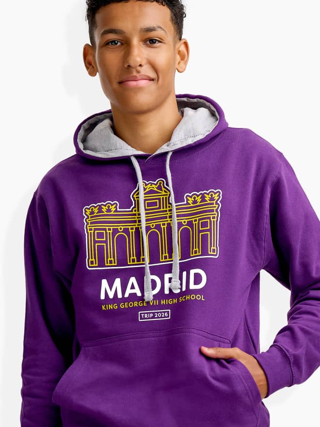 School trip hoodies for children, student,s primary, junior, map print