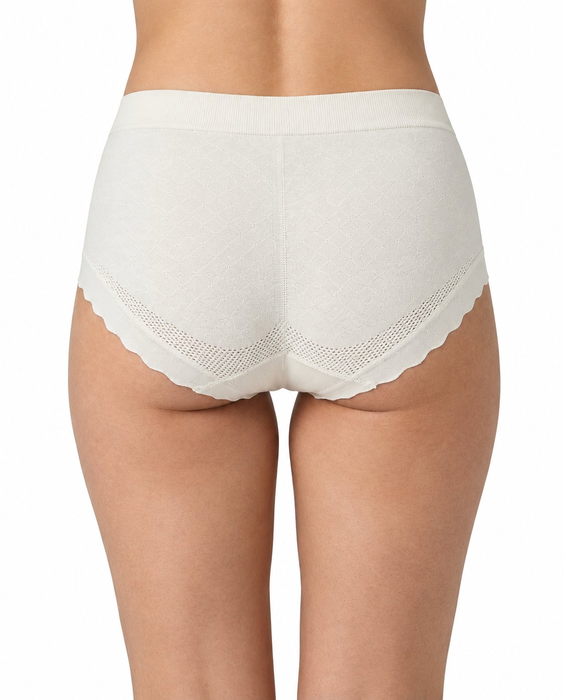 Women's High Waist Stretchable Briefs Cream Color– Soft Nylon Spandex Panty - Ivory Lace Briefs Product Portrait