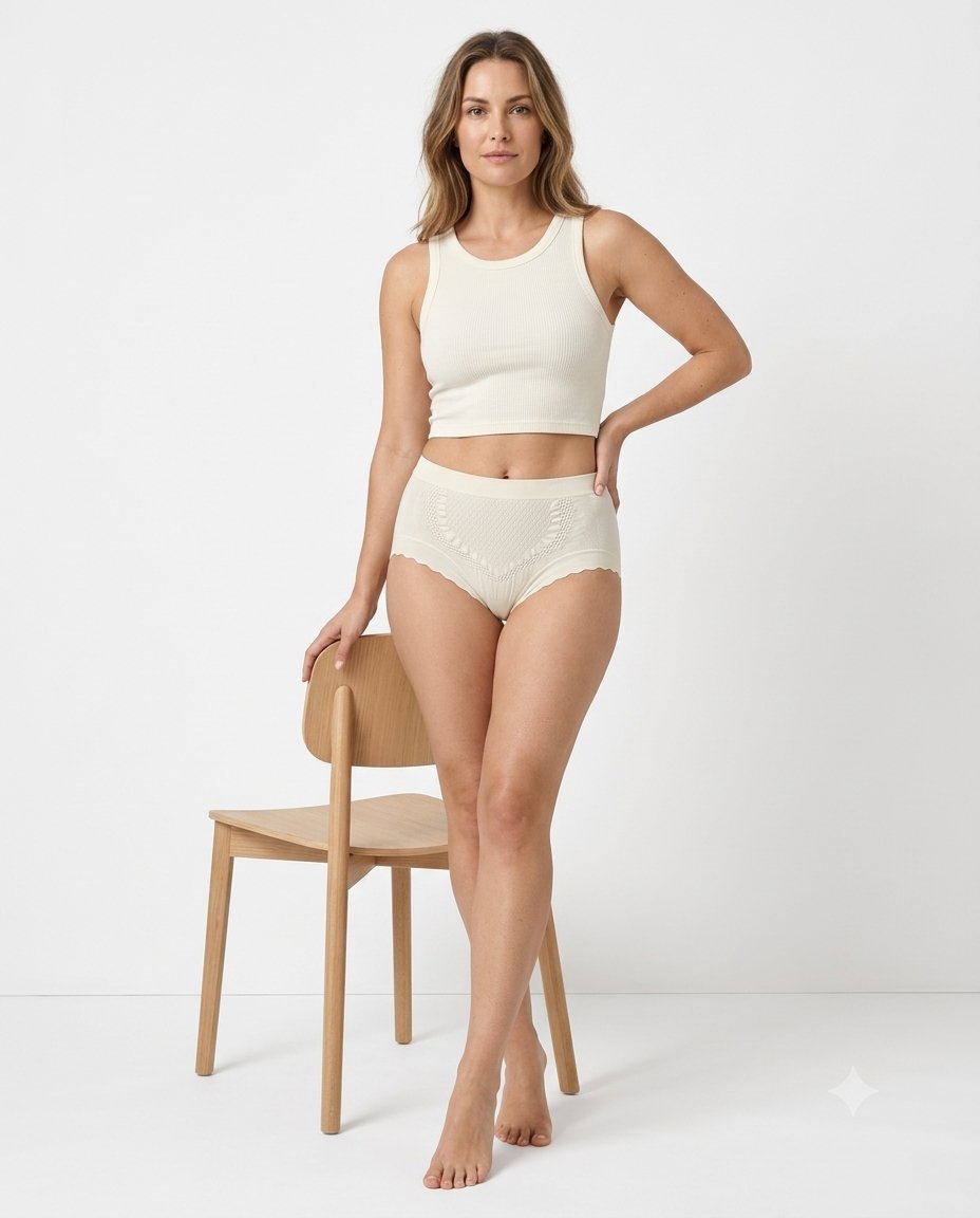 Women's High Waist Stretchable Briefs Cream Color– Soft Nylon Spandex Panty - Gemini_Generated_Image_bo0gyrbo0gyrbo0g