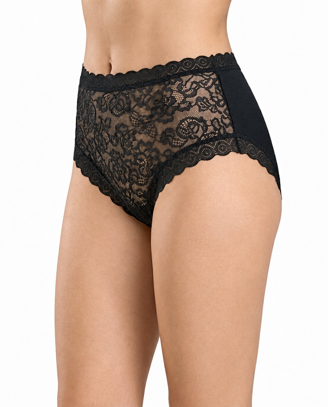 Women's Black Lace Briefs – Soft Stretchable Viscose Panty - Black Lace High-Waisted Briefs (6)