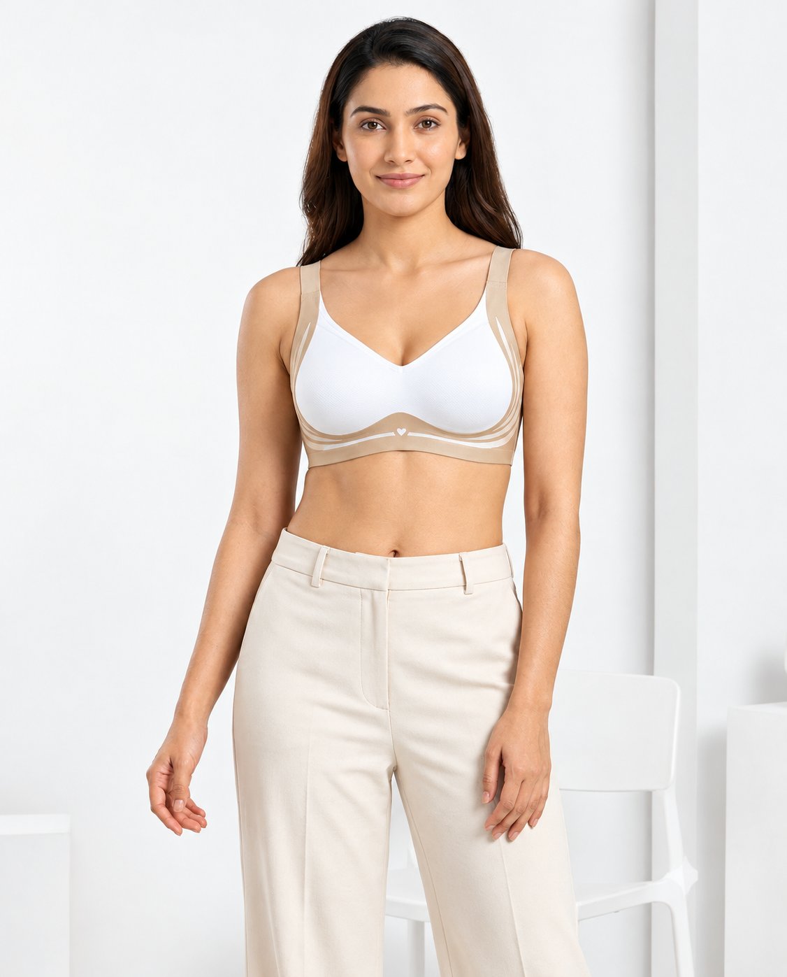 Skin Printed Seamless Padded Jelly Bra | Stretchable Comfort Bra for Women - Minimalist Studio Lingerie Portrait