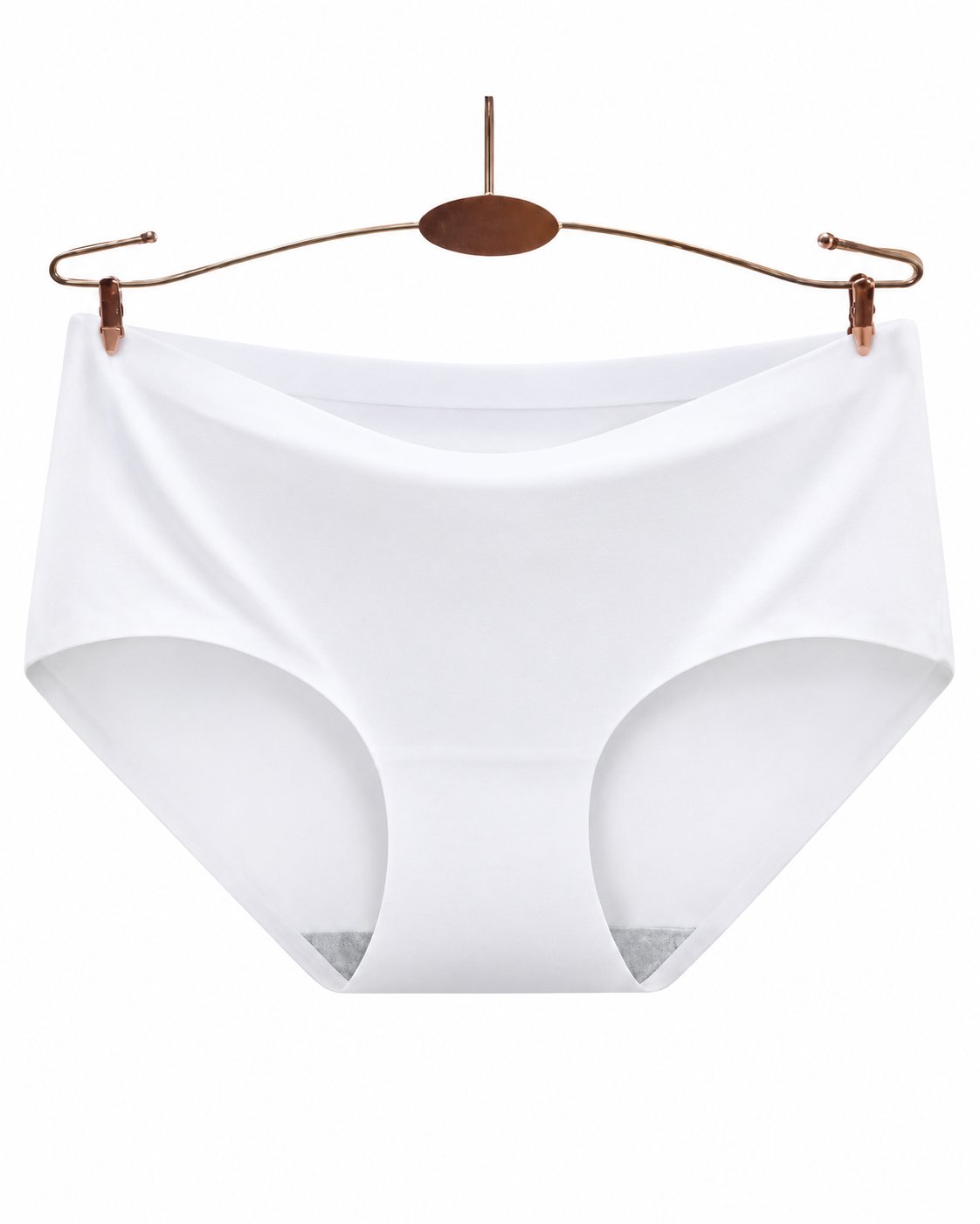 White Seamless Women’s Bikini Panty - White High-Waist Brief on Bronze Hanger